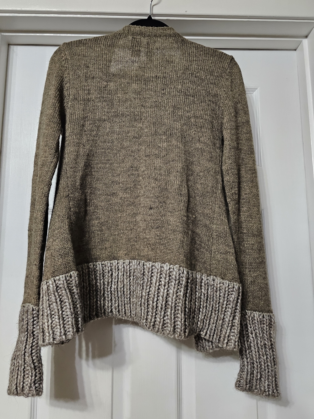 BKE Taupe and Cream Button-Trim Knit Cardigan - Picture 3 of 4